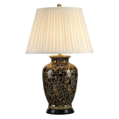 Lampe à poser Morris dorée et noire, porcelaine, H 73 cm