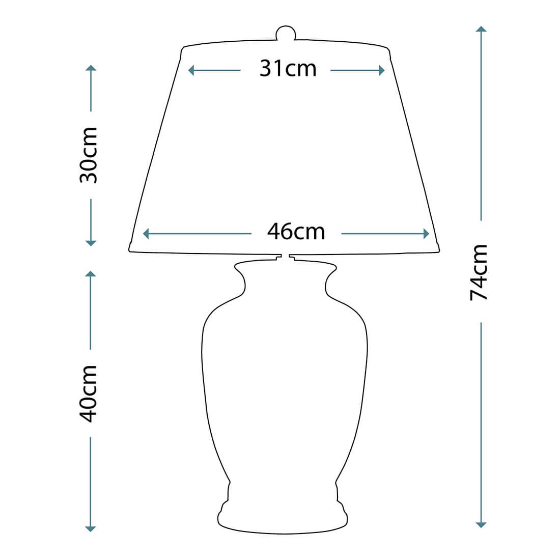 Lampe à poser Morris dorée et noire, porcelaine, H 73 cm