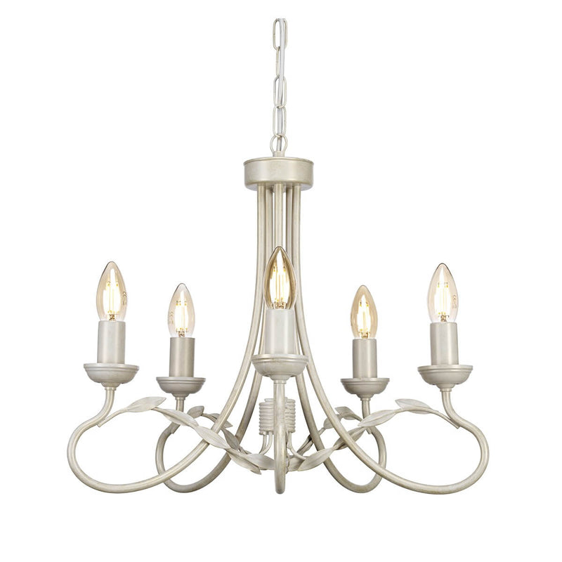 Lustre Olivia 5 lumières crème et doré