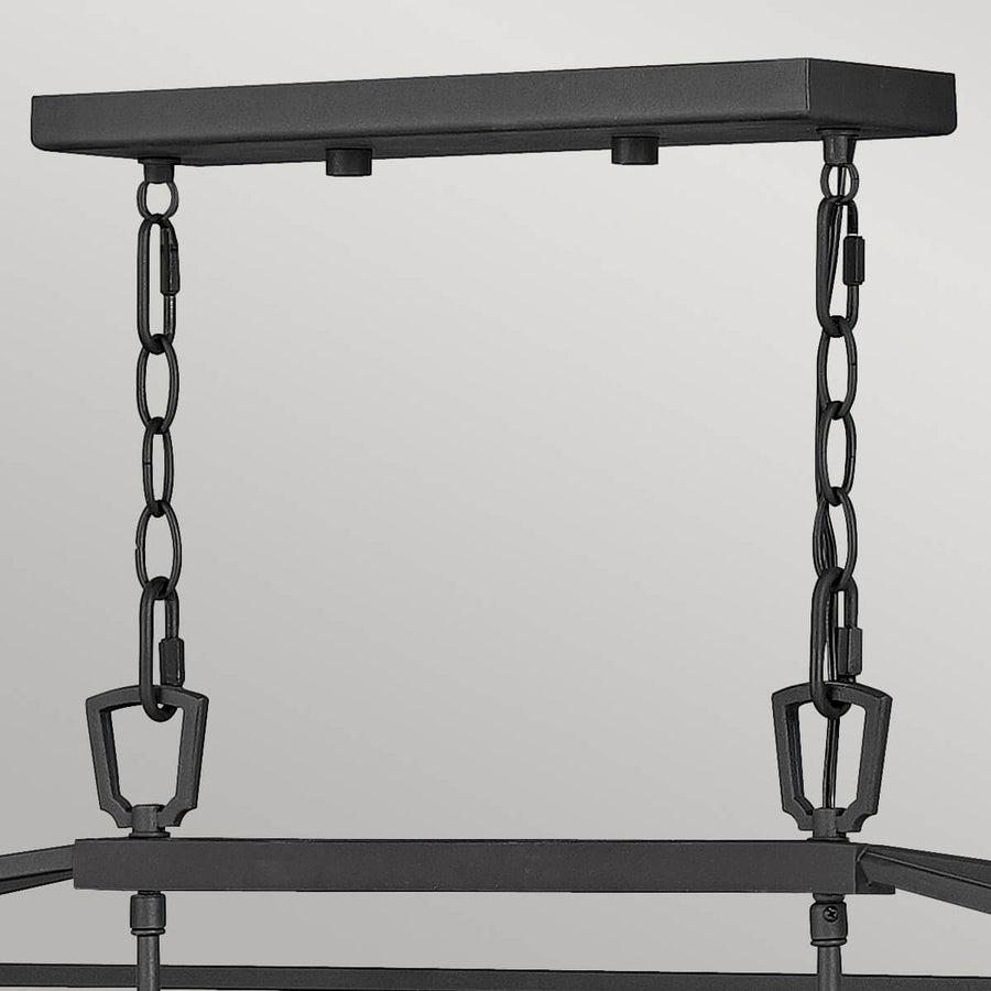 Suspension extérieure Alford Place 6 lumières noire et transparente, verre