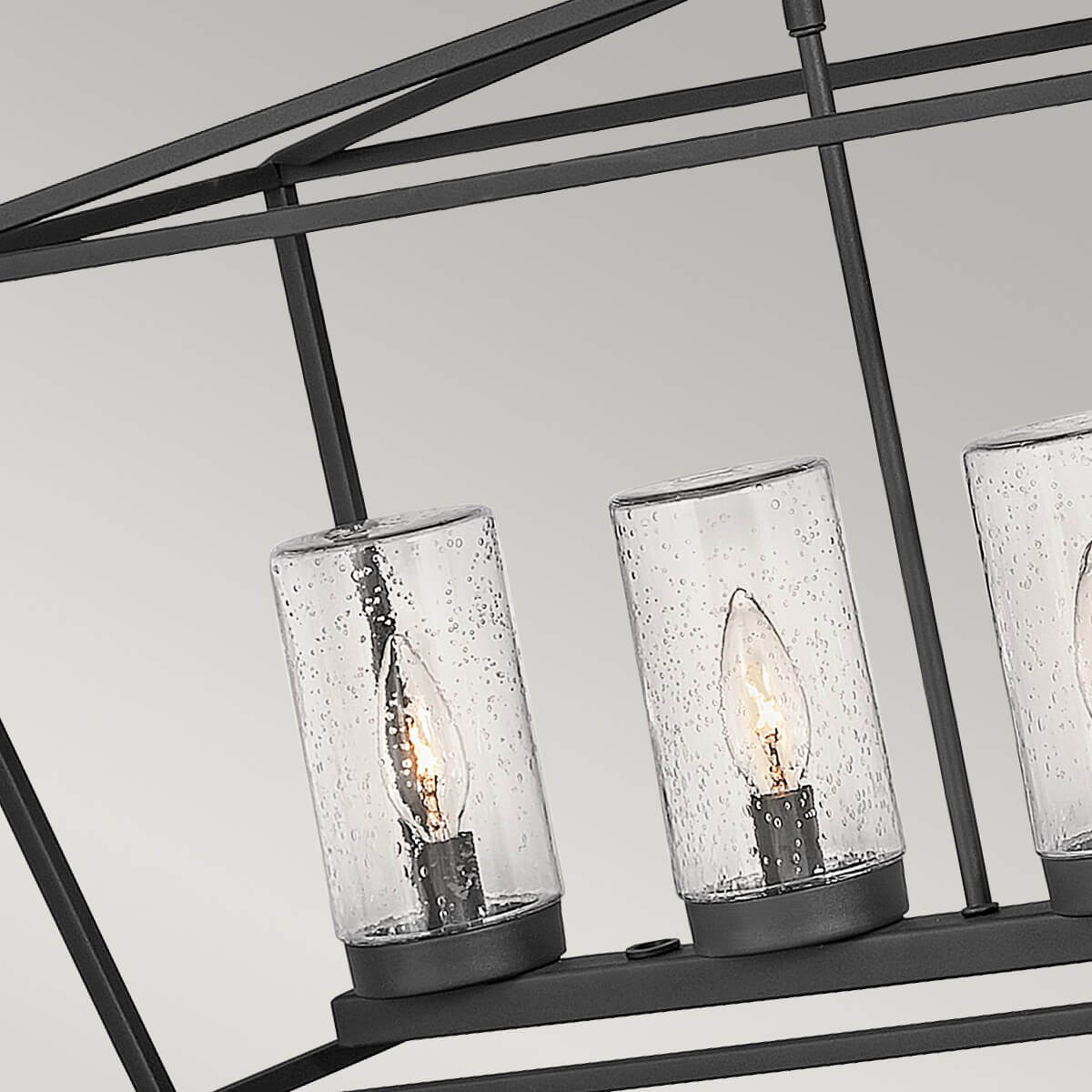 Suspension extérieure Alford Place 6 lumières noire et transparente, verre