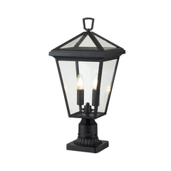 Lampadaire extérieur Alford Place 2 lumières noir et transparent, verre, H 51,4 cm