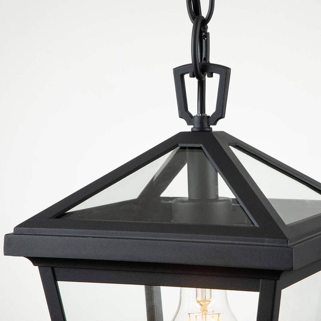 Suspension extérieure Alford Place noire et transparente, verre