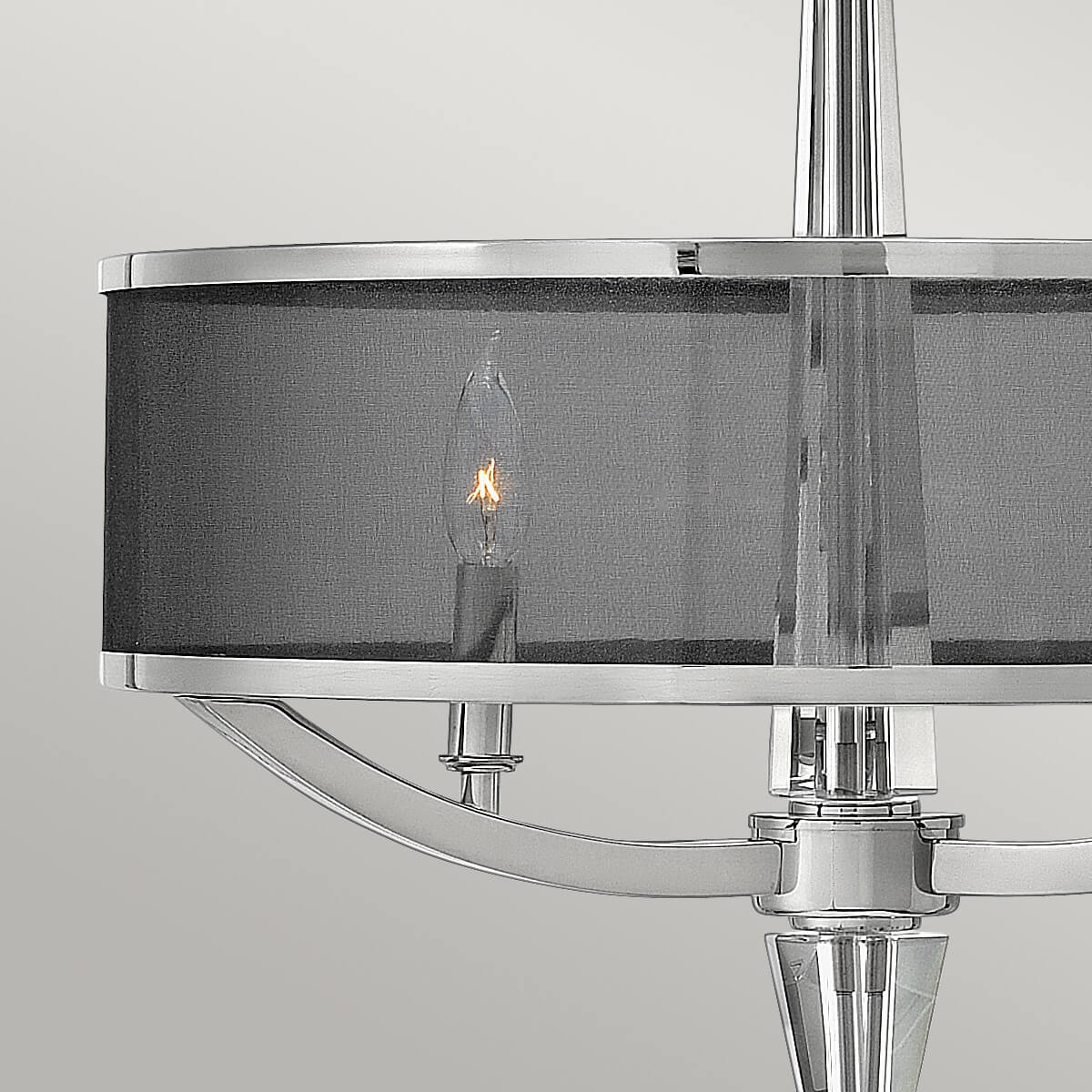 Suspension Ascher 3 lumières nickel poli et noire, cristal