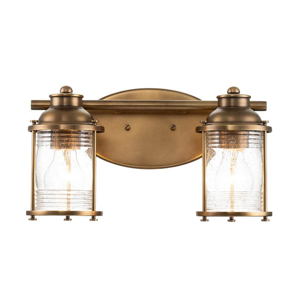 Applique murale Ashland Bay 2 lumières bois et laiton, verre
