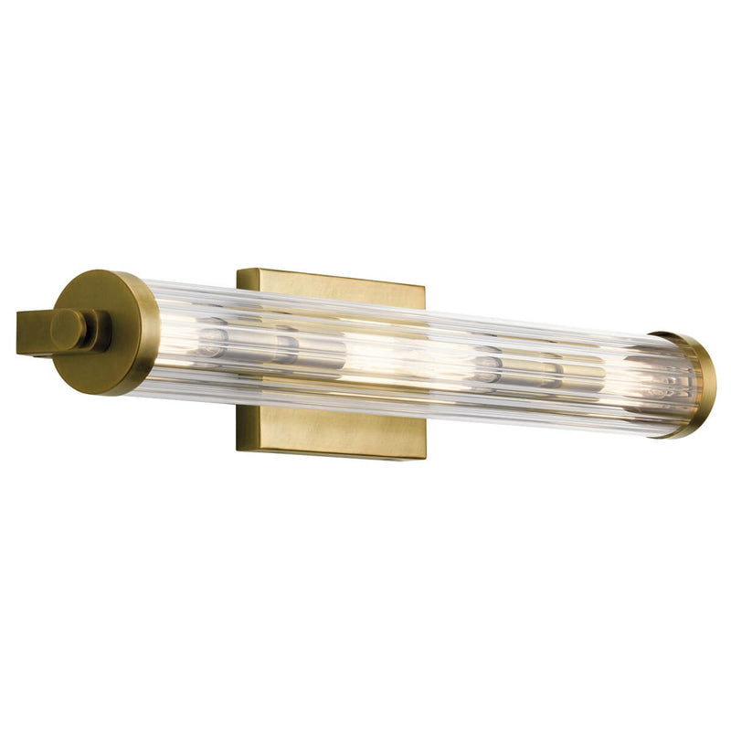 Applique murale Azores 4 lumières bois et laiton, verre