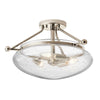 Plafonnier Belle 3 lumières nickel poli et transparent, verre