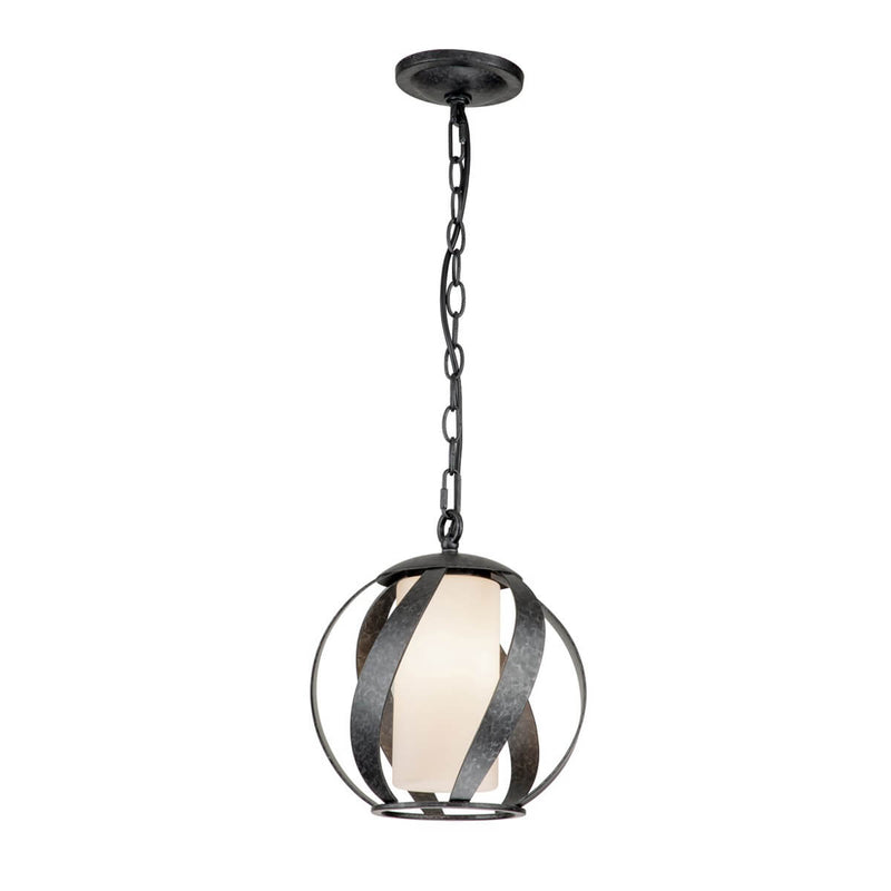 Suspension extérieure Blacksmith noire et opale, verre