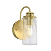 Applique murale Braelyn laiton brossé et transparente, verre