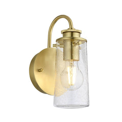 Applique murale Braelyn laiton brossé et transparente, verre
