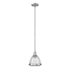 Suspension Elroy nickel satiné et transparente, verre