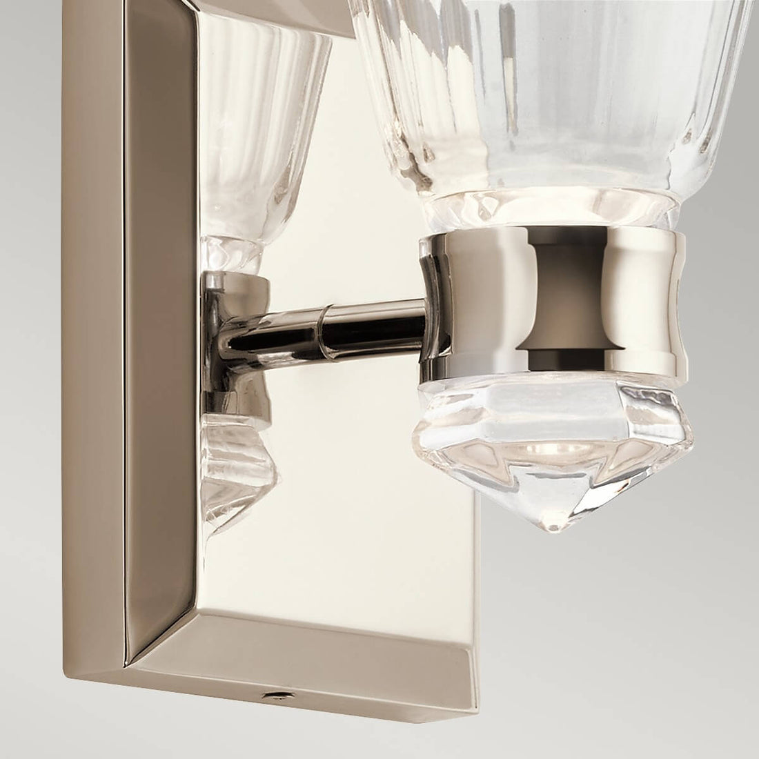 Applique murale Kayva nickel poli et transparente, verre, H 24,7 cm