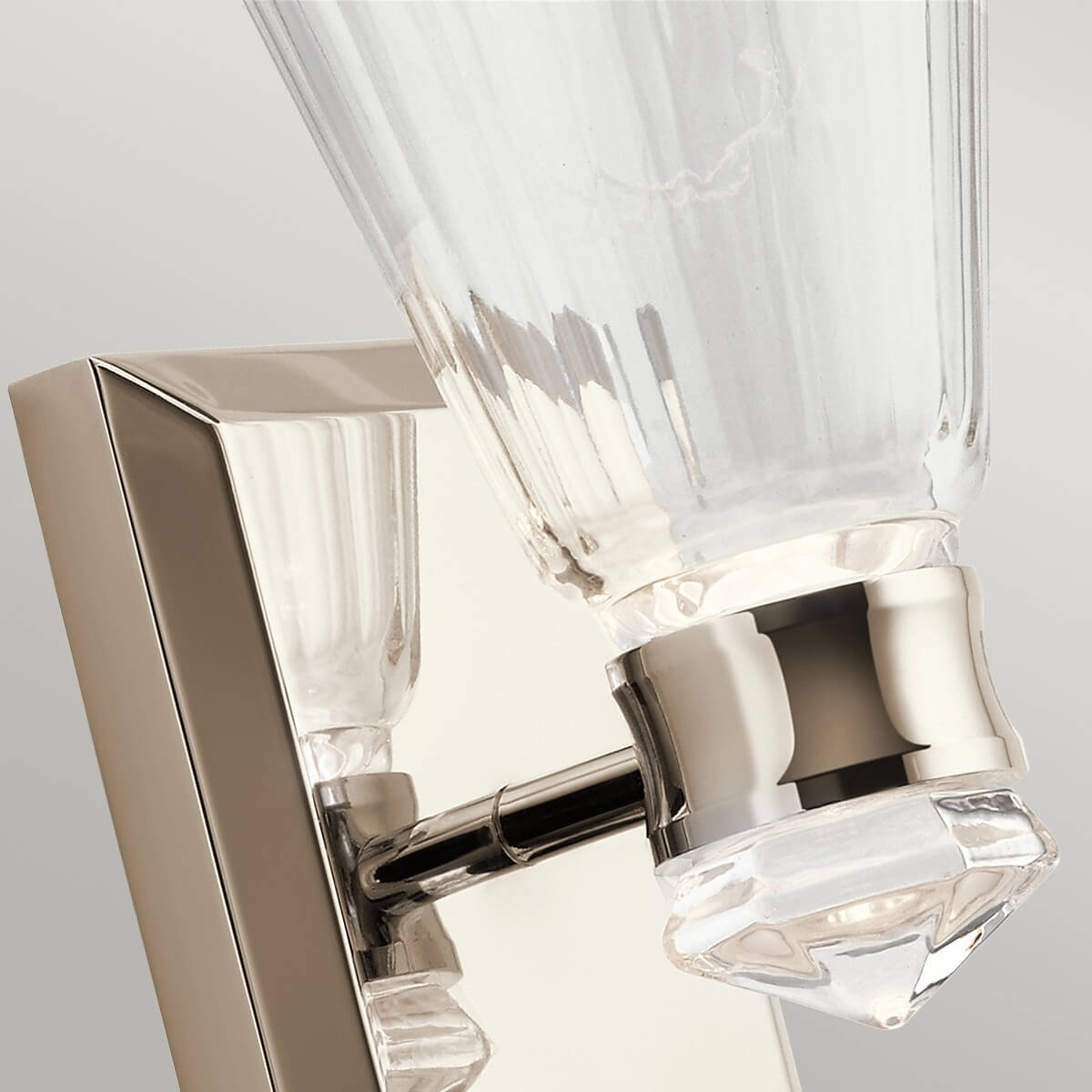 Applique murale Kayva nickel poli et transparente, verre, H 24,7 cm