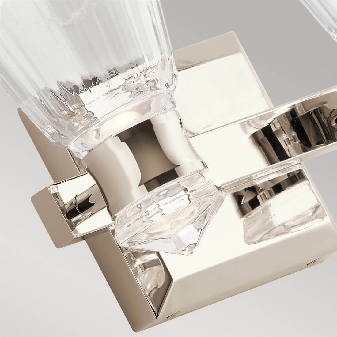 Applique murale Kayva nickel poli et transparente, verre, L 36,8 cm