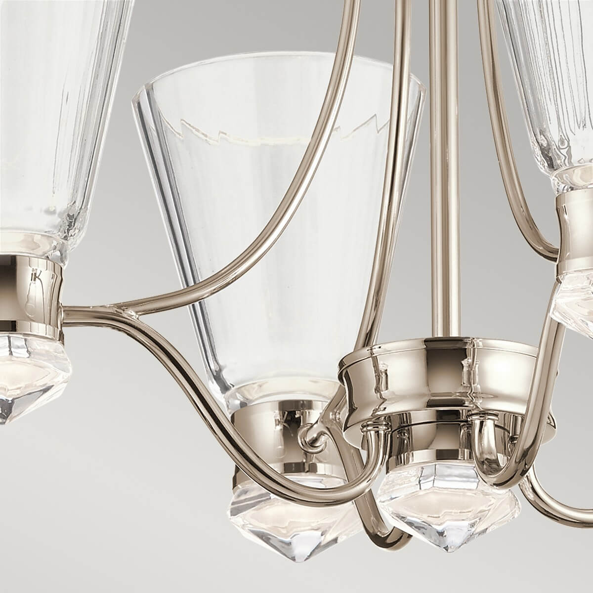 Lustre Kayva nickel poli et transparent, verre, H 50,9 cm