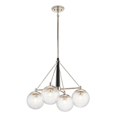 Lustre Marilyn 4 lumières nickel poli et transparent, verre
