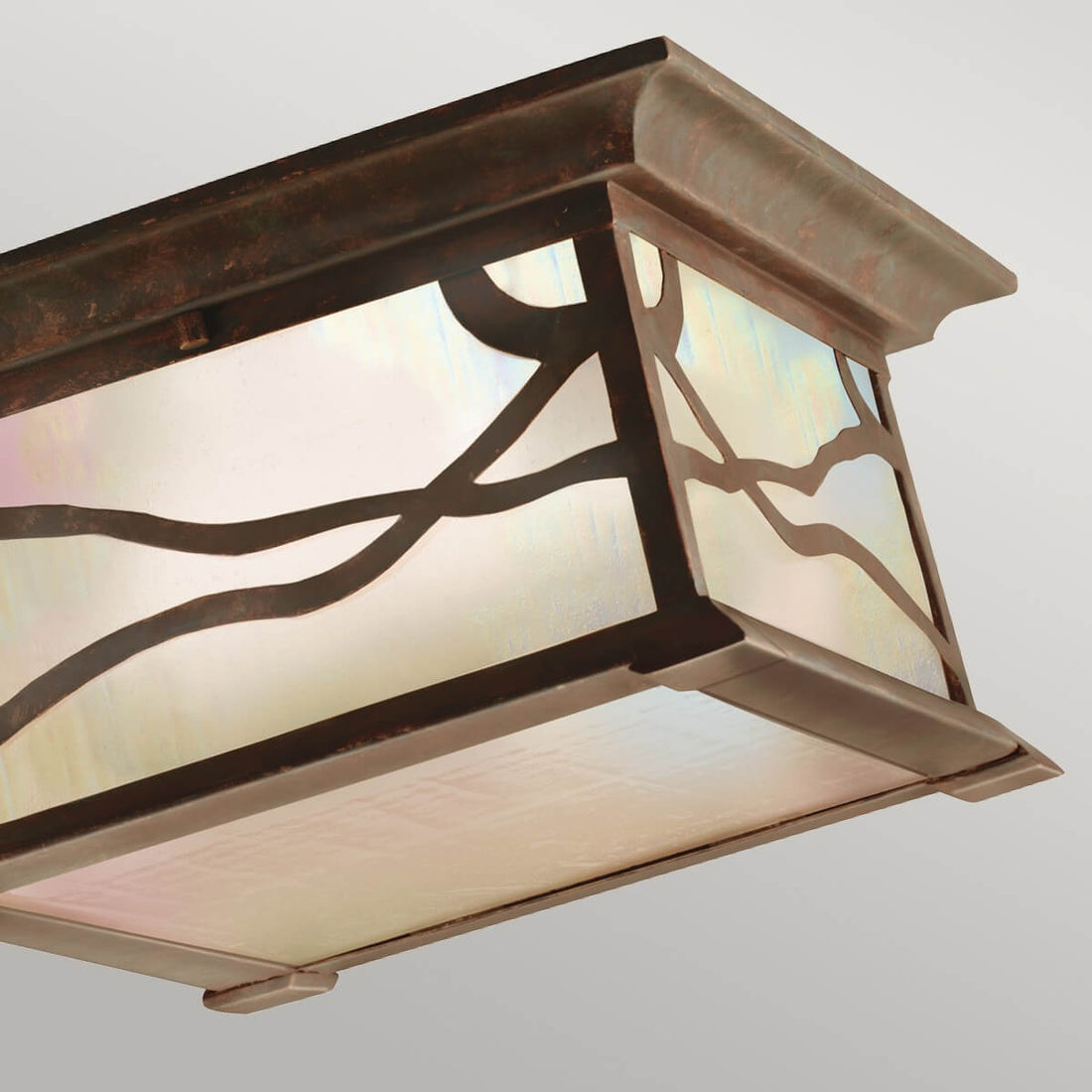 Plafonnier extérieur Morris 2 lumières cuivré, verre