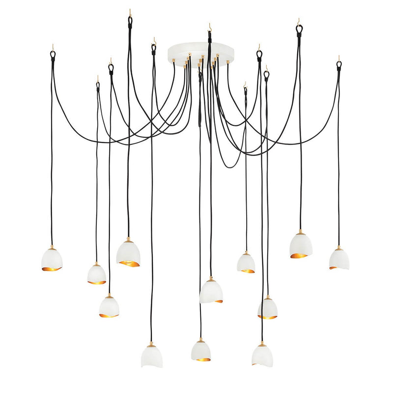 Suspension Nula 12 lumières blanche et dorée
