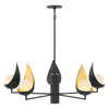 Lustre Ren 5 lumières noir mat et doré, albâtre