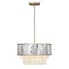 Suspension Reverie 4 lumières dorée et inox, cristal
