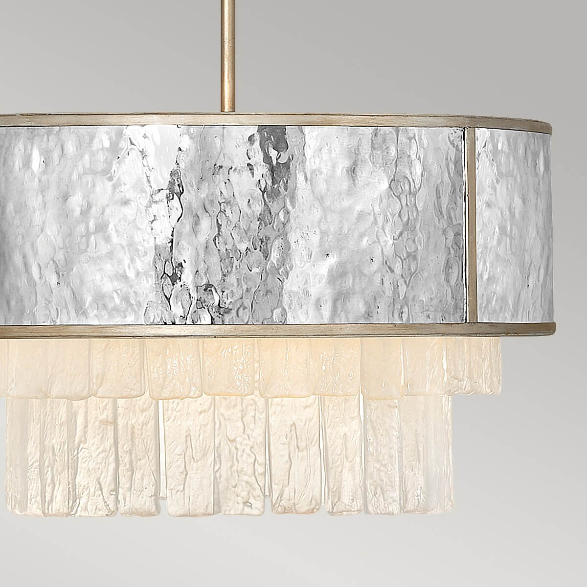 Suspension Reverie 4 lumières dorée et inox, cristal