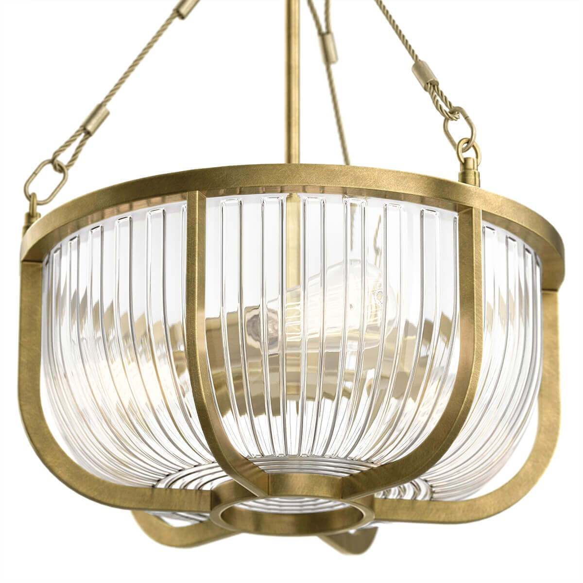 Suspension Roux 3 lumières bois et laiton, verre