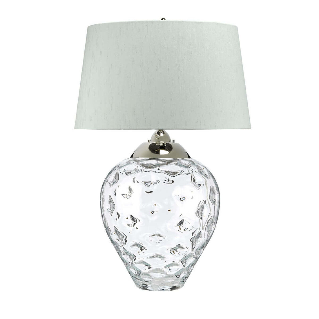 Lampe à poser Samara nickel poli et bleu, verre, H 78,7 cm