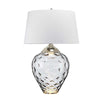 Lampe à poser Samara nickel poli et grise clair, verre, H 78,7 cm