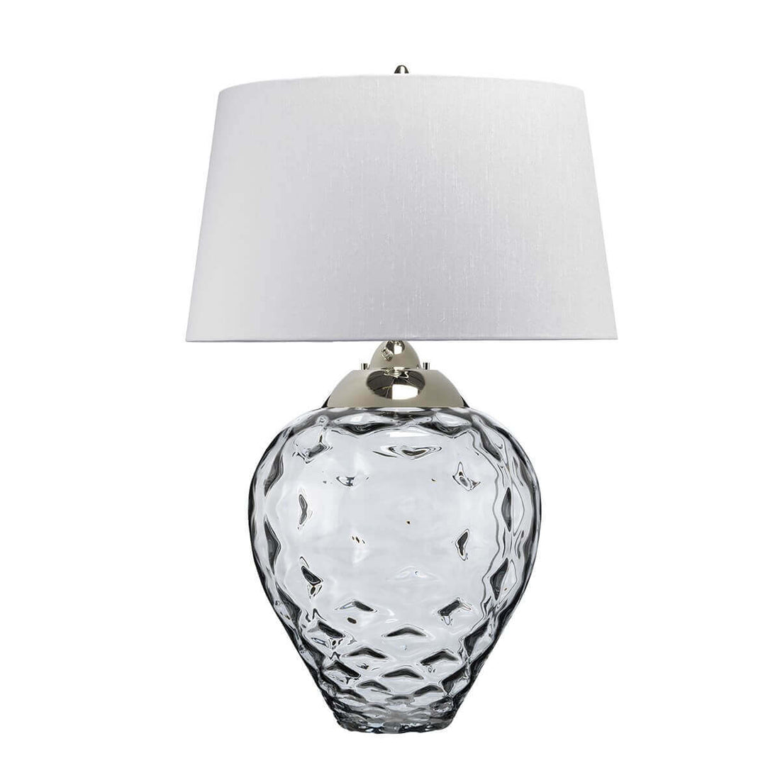Lampe à poser Samara nickel poli et grise clair, verre, H 78,7 cm