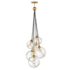Suspension Skye 6 lumières laiton et transparente, verre
