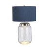 Lampe à poser Sola nickel poli et bleu, verre, H 67,5 cm