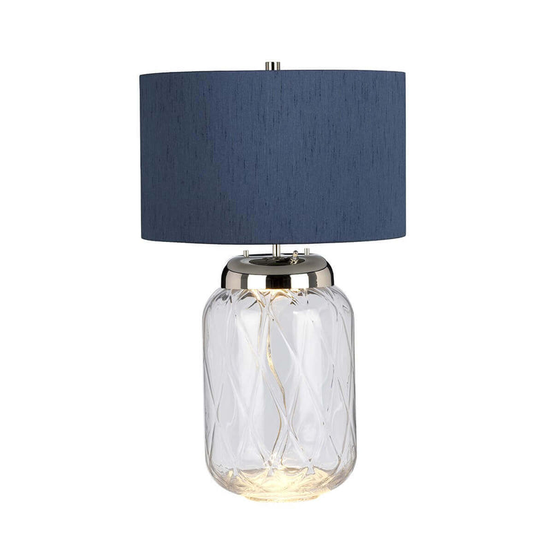 Lampe à poser Sola nickel poli et bleu, verre, H 67,5 cm