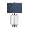 Lampe à poser Sola nickel poli et bleu, verre, H 50,5 cm