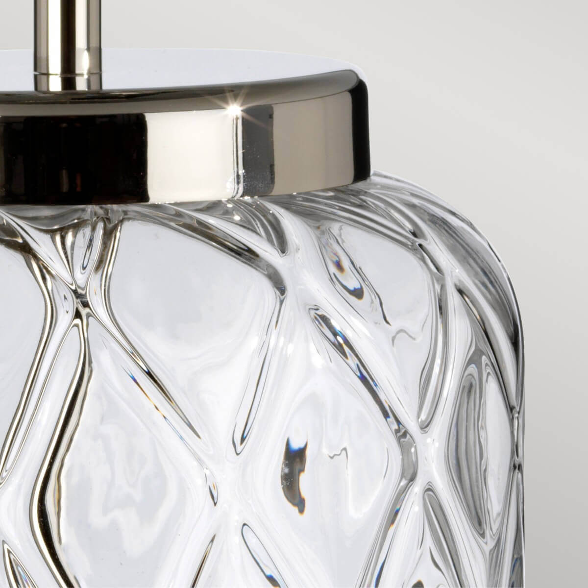 Lampe à poser Sola nickel poli et bleu, verre, H 50,5 cm