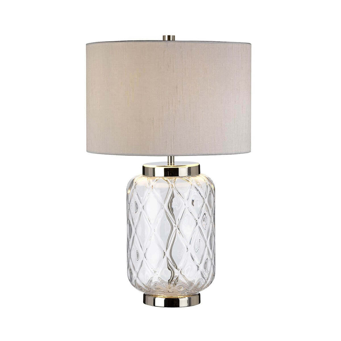Lampe à poser Sola nickel poli, verre, H 50,5 cm