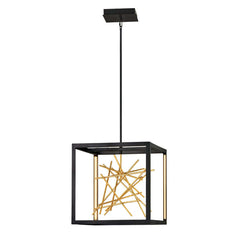 Suspension Styx noire et dorée, H 53,8 cm