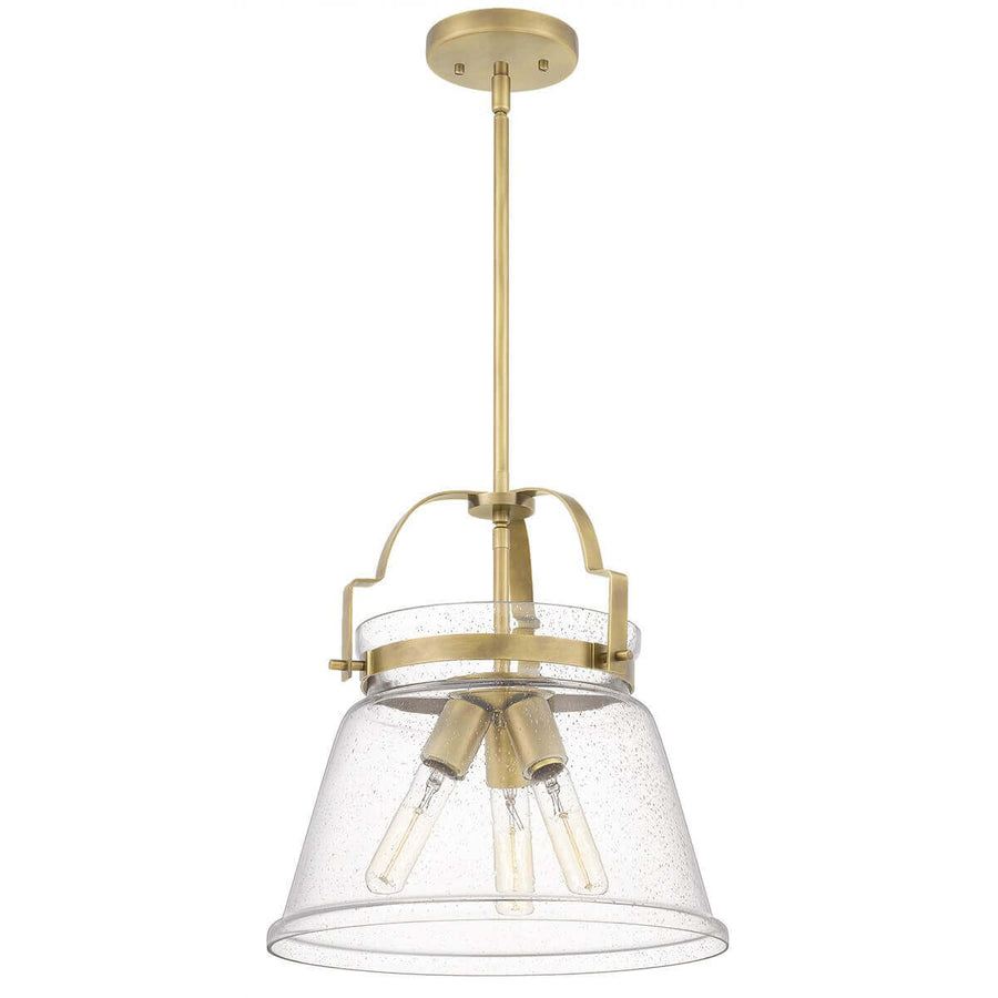 Luminaire suspendu complet avec bras en laiton et diffuseur en verre clair