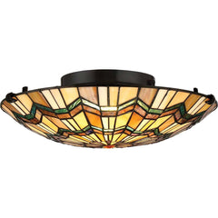 Plafonnier Alcott 2 lumières bronze, verre