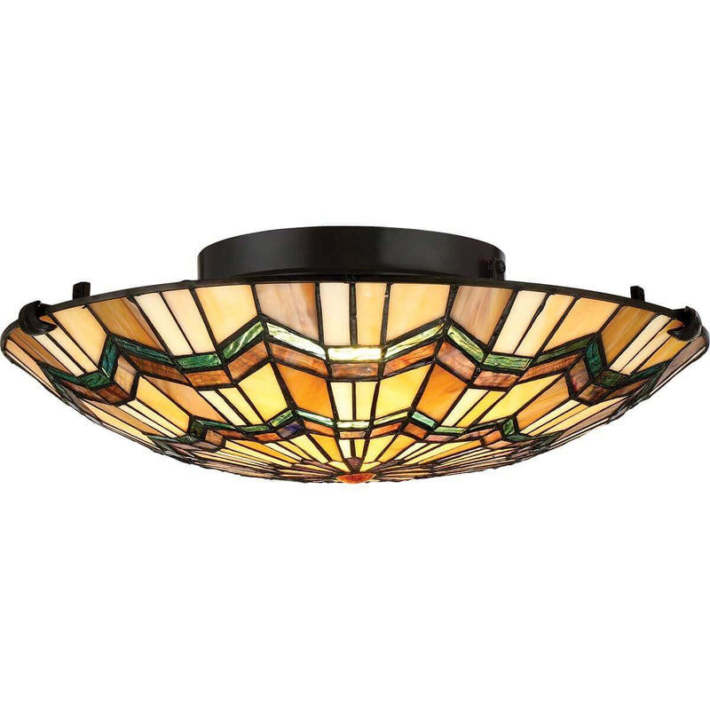 Plafonnier Alcott 2 lumières bronze, verre