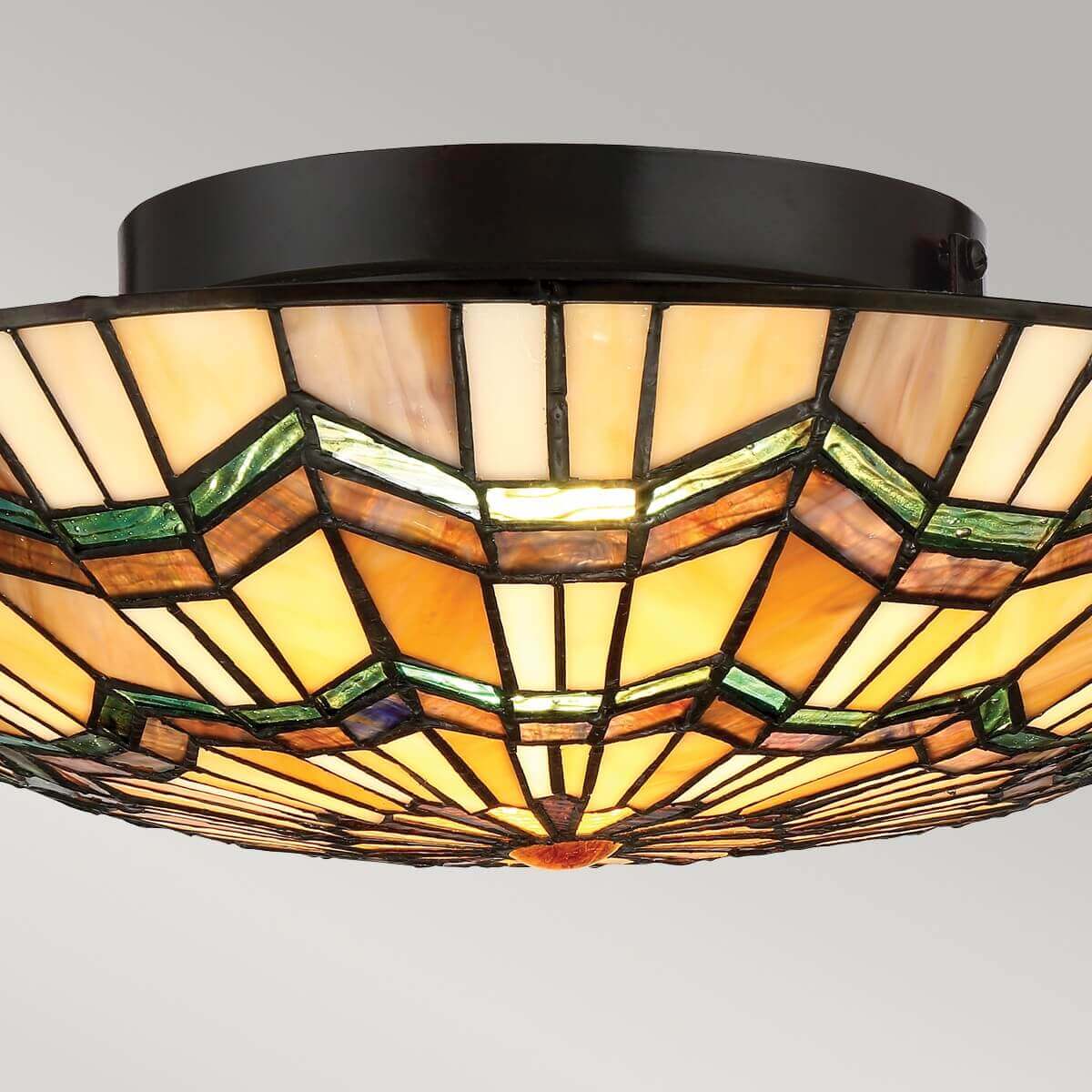 Plafonnier Alcott 2 lumières bronze, verre