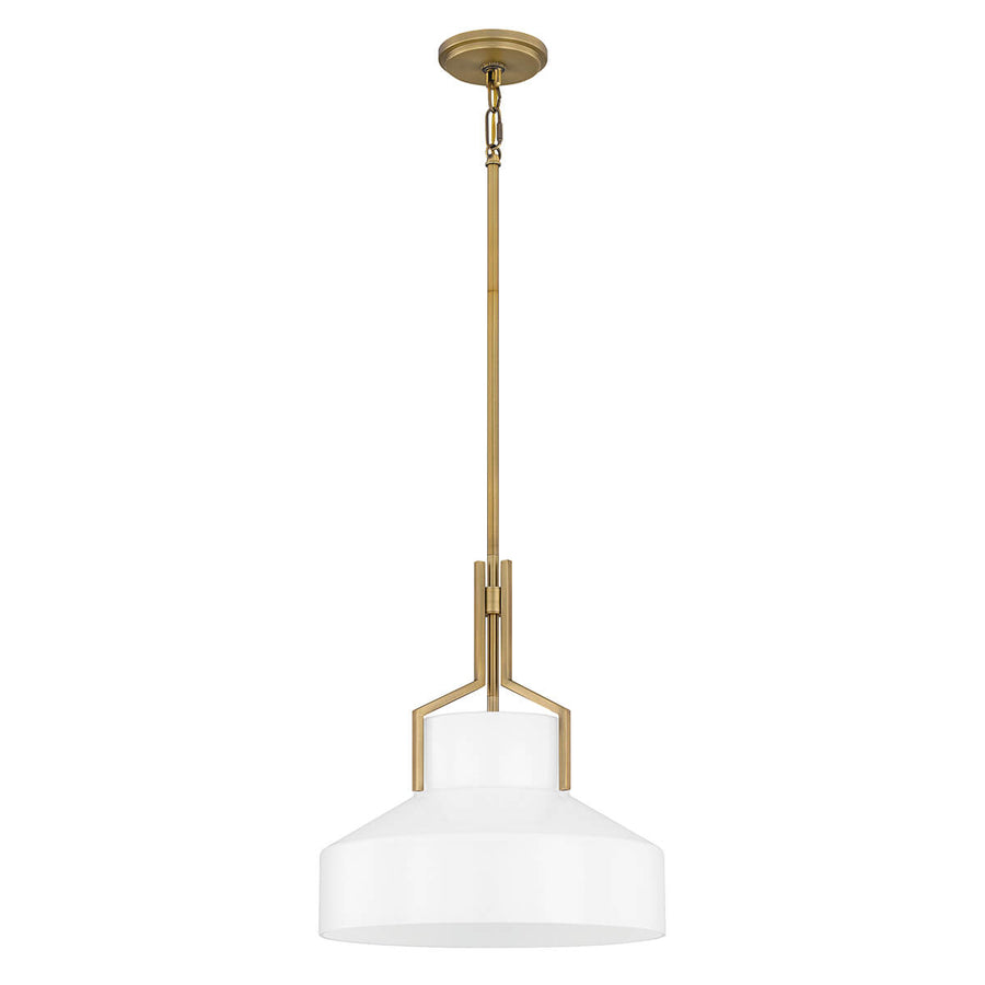 Suspension Brecken 2 lumières laiton vieilli et opale, verre (QZ-BRECKEN-2P-AB-OPAL)
