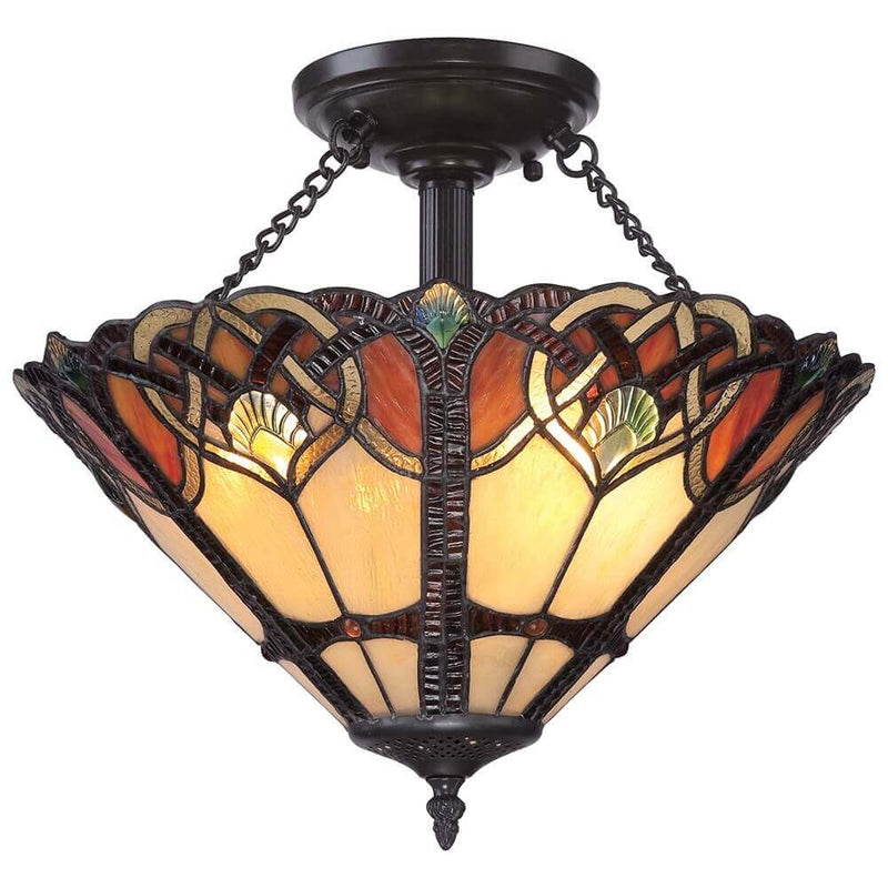 Plafonnier Cambridge 2 lumières bronze, verre