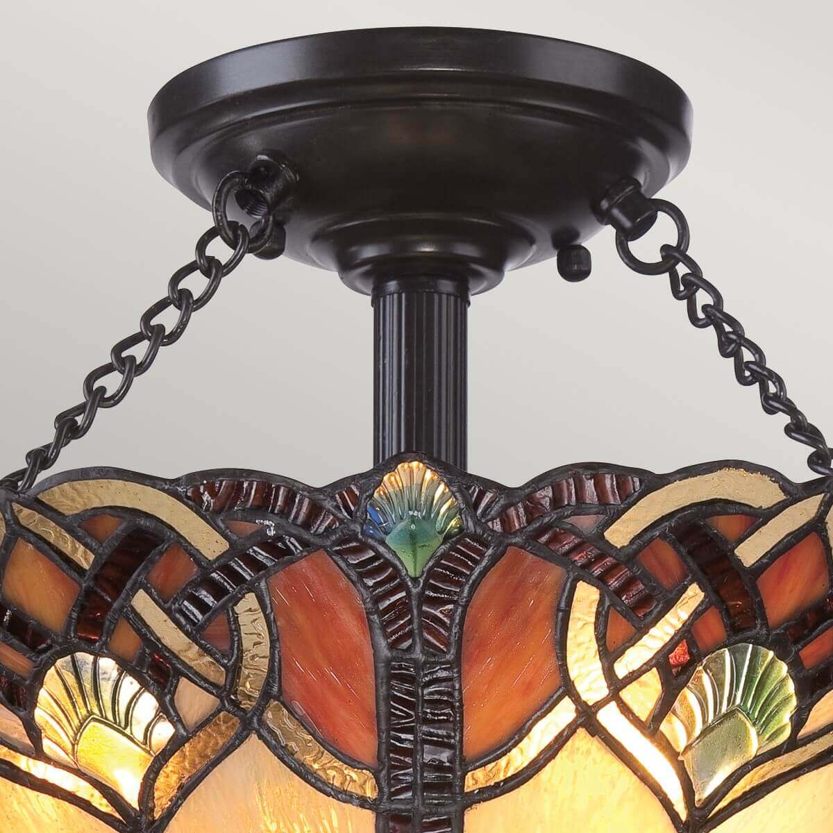Plafonnier Cambridge 2 lumières bronze, verre