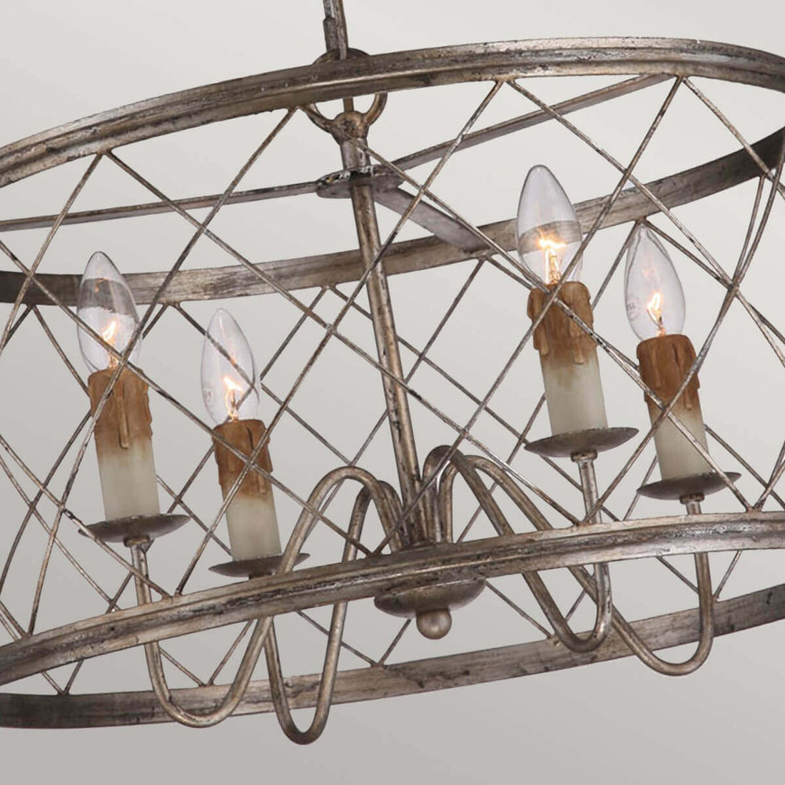 Suspension Dury 4 lumières argentée