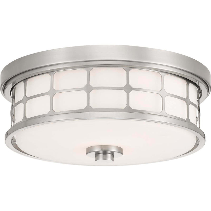 Plafonnier Guardian 2 lumières nickel satiné, verre