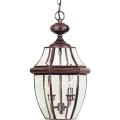 Suspension extérieure Newbury 2 lumières cuivrée, verre