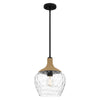 Suspension Royer noire et bois, verre