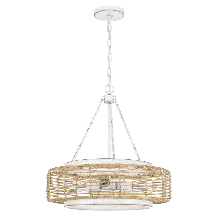 Suspension Waylon 4 lumières blanche et bois, verre