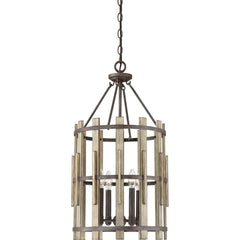 Suspension Wood Hollow 4 lumières noire
