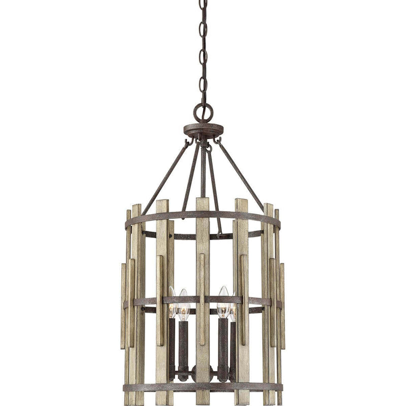 Suspension Wood Hollow 4 lumières noire